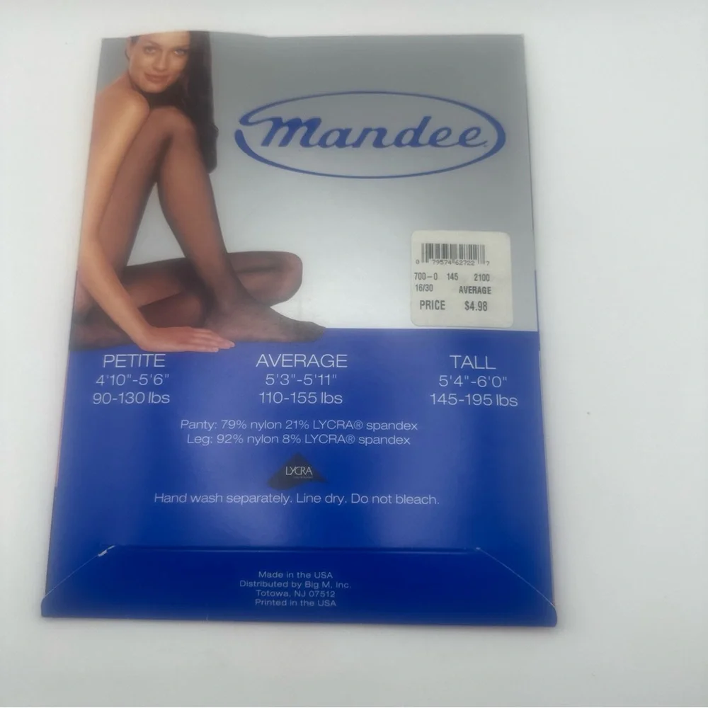 Mandee silky, sheer Lyra control top pantyhose, average black